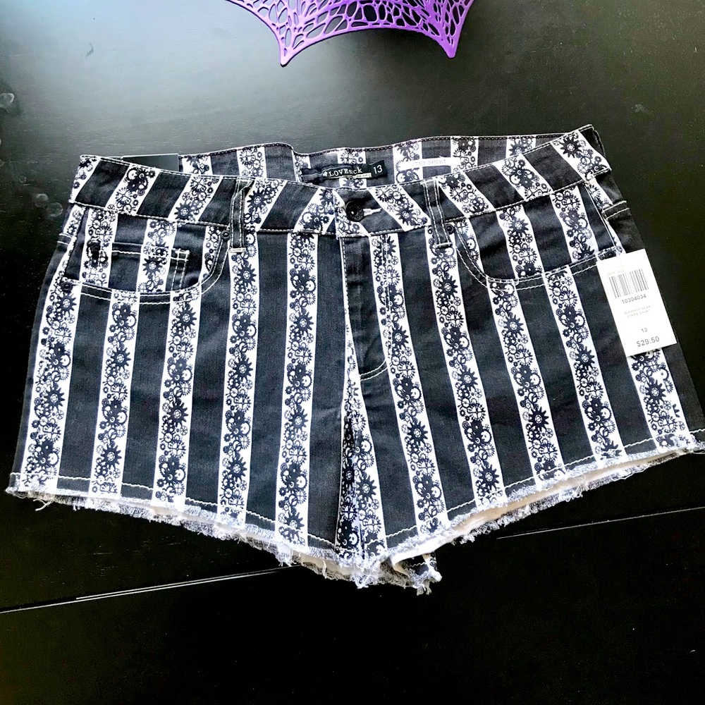 Blk/Wht Striped Gear Shorts